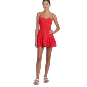 Amanda Uprichard Champagne Skort Romper in Lipstick - NWT - Women's XL